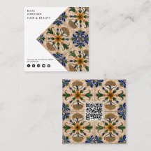 Mediterrâneo Vintage Floral QR Code Social Media