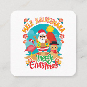 Cartão De Visita Quadrado Mele Kalikimaka para um Natal havaiano brilhante