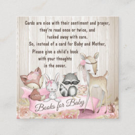 Cartão De Visita Quadrado Menina Animais Florestais Trazer Um Livro Enclosur