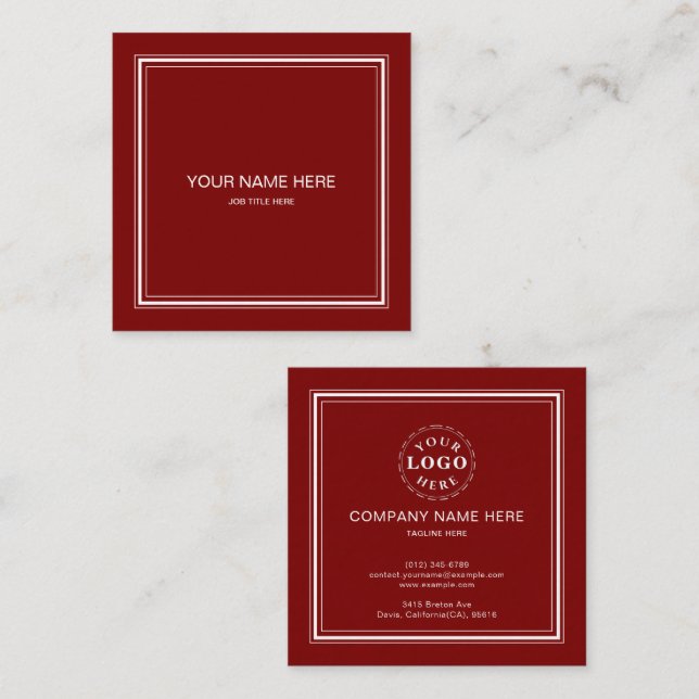 Cartão De Visita Quadrado Menina rosa, Rosa profissional Dourada (Frente/Verso)