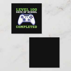 Cartão De Visita Quadrado Meninos Nível 100 Dias De Escola Concluídos
