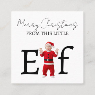 Cartão De Visita Quadrado Merry Christmas Baby Elf Holiday Greeting Card
