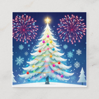 Cartão De Visita Quadrado Merry Christmas Tree Festive Wall Art – Seasonal D