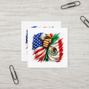 Cartão De Visita Quadrado Mês da Herança Hispânica Bandeira EUA México