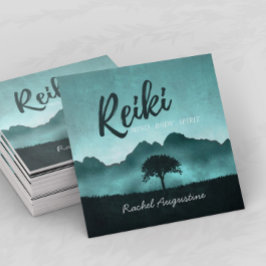 Cartão De Visita Quadrado Mestre Natural de Reiki e instrutor de Meditação d