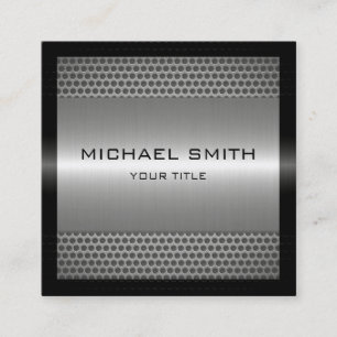 Cartão De Visita Quadrado Metal inoxidável de prata elegante feito sob