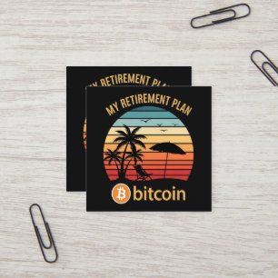 Cartão De Visita Quadrado Meu Plano de Aposentadoria Bitcoin Praia Pôr do So