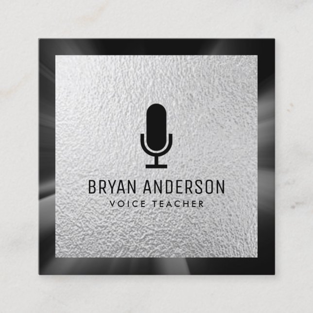 Cartão De Visita Quadrado Microfone (Frente)