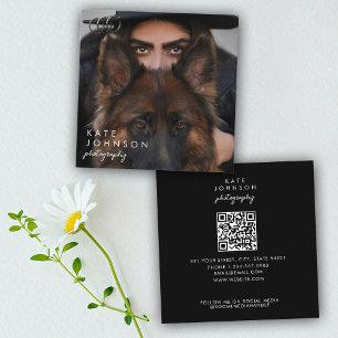 Cartão De Visita Quadrado Mídia social de código QR com foto de Cheio de scr