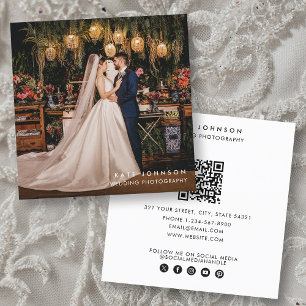 Cartão De Visita Quadrado Mídia Social de Código QR do Fotógrafo de Casament
