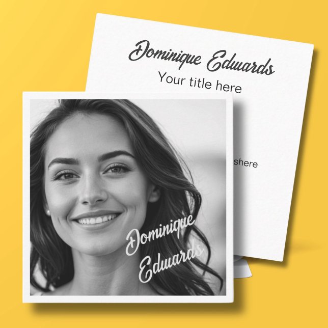 Cartão De Visita Quadrado Mídia social de fotos profissionais em branco pret (Criador carregado)