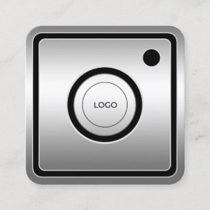 Cartão De Visita Quadrado Mídia social inspirada em metal falso