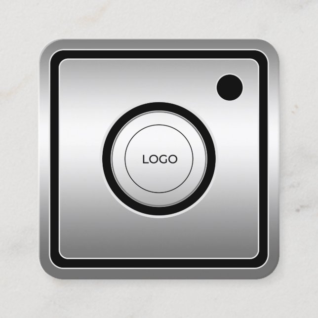 Cartão De Visita Quadrado Mídia social inspirada em metal falso (Frente)