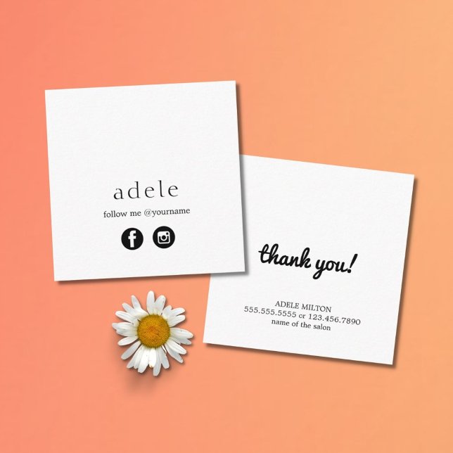 Cartão De Visita Quadrado Mídia social mínima moderna siga-me (Criador carregado)