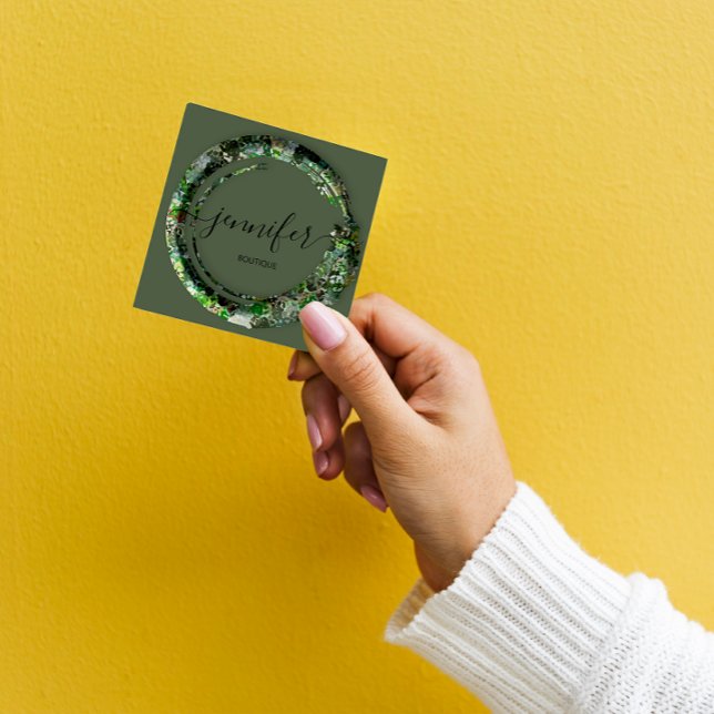 Cartão De Visita Quadrado Mimetic Camouflage - Terra da Moda Militar (Mimetic Camouflage Military Fashion Woodland Square Business Card)