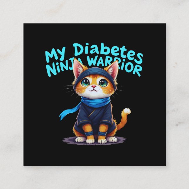 Cartão De Visita Quadrado Minha Diabetes Ninja Warrior é forte (Frente)
