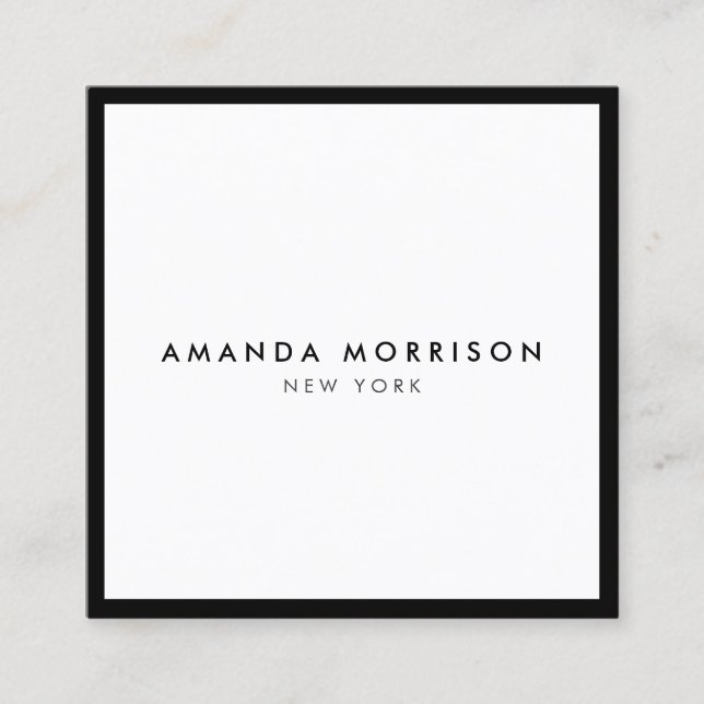 Cartão De Visita Quadrado Mínima Luxury preto/branco (Frente)