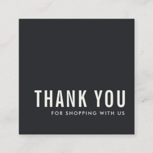 CARTÃO DE VISITA QUADRADO MINIMAL CHIC SIMPLES PRETO BRANCO, OBRIGADO POR CO