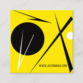 Cartão De Visita Quadrado Minimalismo Moderno Arte Abstrata Amarelo Preto Br