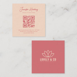 Cartão De Visita Quadrado Minimalist Dusty Rose Cream Beauty QR Code