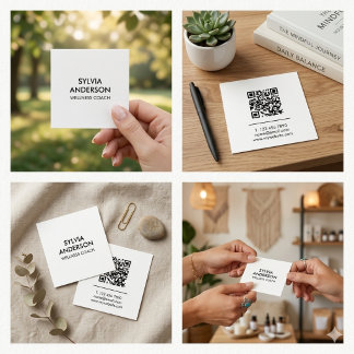 Cartão De Visita Quadrado Minimalist Square Business Card with QR Code 