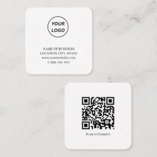 Cartão de Visita Quadrado Minimalista Código QR Lo