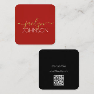 Cartão De Visita Quadrado Minimalista do nome personalizado Dourado de Cherr