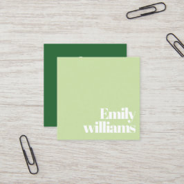 Cartão De Visita Quadrado Minimalista Moderno Artista de Maquiagem Verde Sál