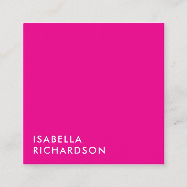 Cartão De Visita Quadrado Minimalista moderno de magenta (Frente)