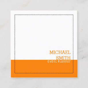 Cartão De Visita Quadrado Minimalista Profissional Moderno Branco Laranja