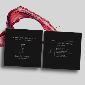 Cartão De Visita Quadrado Minimalista Sommelier Wine Expert
