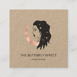 Cartão De Visita Quadrado Minimalistisch Frau Mond Sterne  Visitenkarte