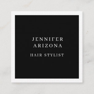 Cartão De Visita Quadrado Miniminalista moderno, preto e branco, de luxo Lin