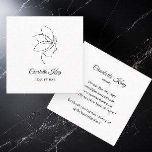 Cartão De Visita Quadrado Mínimo, Beleza, Logotipo, Arte em Linha, Salão