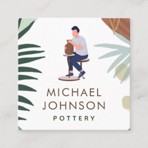 Cartão De Visita Quadrado Mínimo de Cor do Pastel da Ilustração do Homem de