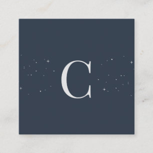 Cartão De Visita Quadrado Mínimo de Estrelas Celestiais Monogramas Código de