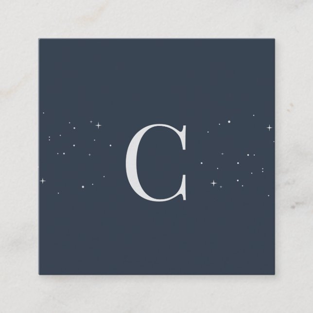 Cartão De Visita Quadrado Mínimo de Estrelas Celestiais Monogramas Código de (Frente)