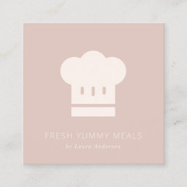 Cartão De Visita Quadrado Mínimo Dusky Blush Rosa Pink Chef Catering