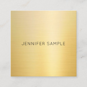 Cartão De Visita Quadrado Mínimo Elegante Simples e Moderno Dourado Faux