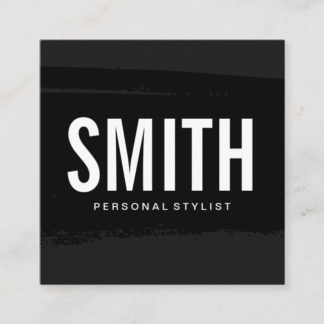 Cartão De Visita Quadrado Mínimo Lux Executivo Preto Esmagado (Frente)