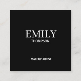 Cartão De Visita Quadrado Mínimo Moderno Makeup Artist Black White