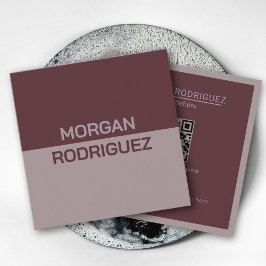 Cartão De Visita Quadrado Mínimo pastel terra cor código QR moderno