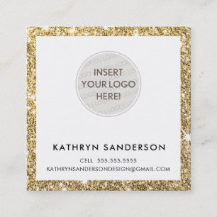 Cartão De Visita Quadrado MÍNIMO PERSONALIZADO LOGOTIPO preto de ouro chic