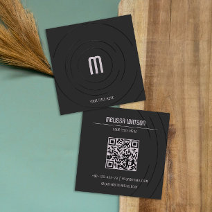 Cartão De Visita Quadrado Mínimo preto e branco moderno fresco