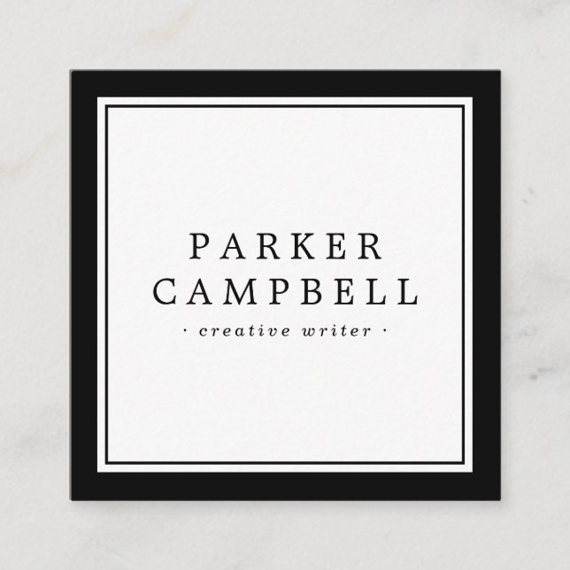 Cartão De Visita Quadrado Mínimo profissional de fronteira negra (Frente)