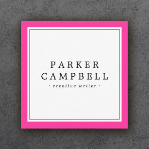 Cartão De Visita Quadrado Mínimo profissional elegante de fronteira rosa-que