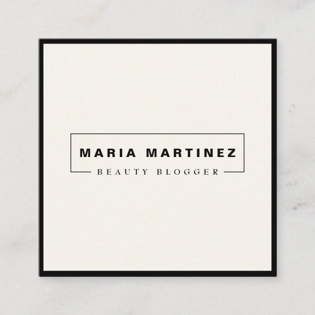 Cartão De Visita Quadrado Minúsculo luxo Boutique Black/Ivory (Frente)