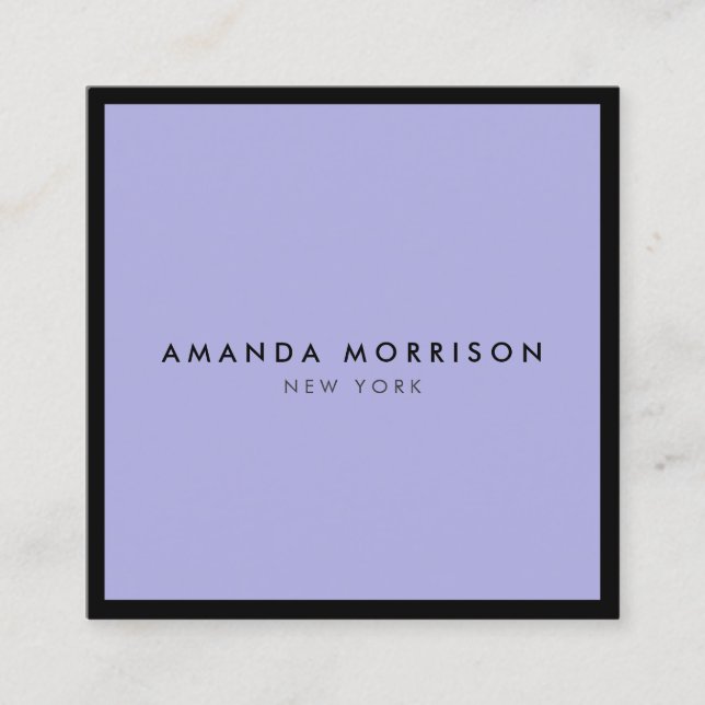 Cartão De Visita Quadrado Minúsculo Luxury Boutique Black/Periwinkle (Frente)