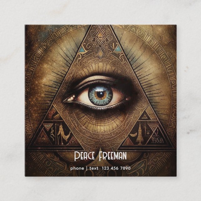Cartão De Visita Quadrado Mística De Terceiro Olho, Espirital (Frente)
