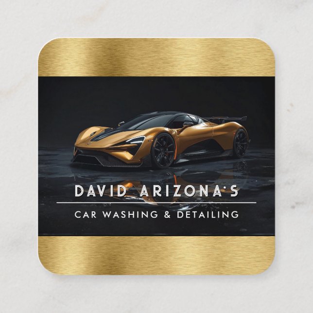 Cartão De Visita Quadrado Mobile Car Washing and auto detailing  (Verso)